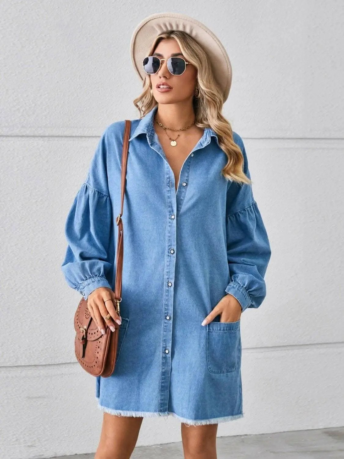 Denim Dress - With Pockets Chic Style