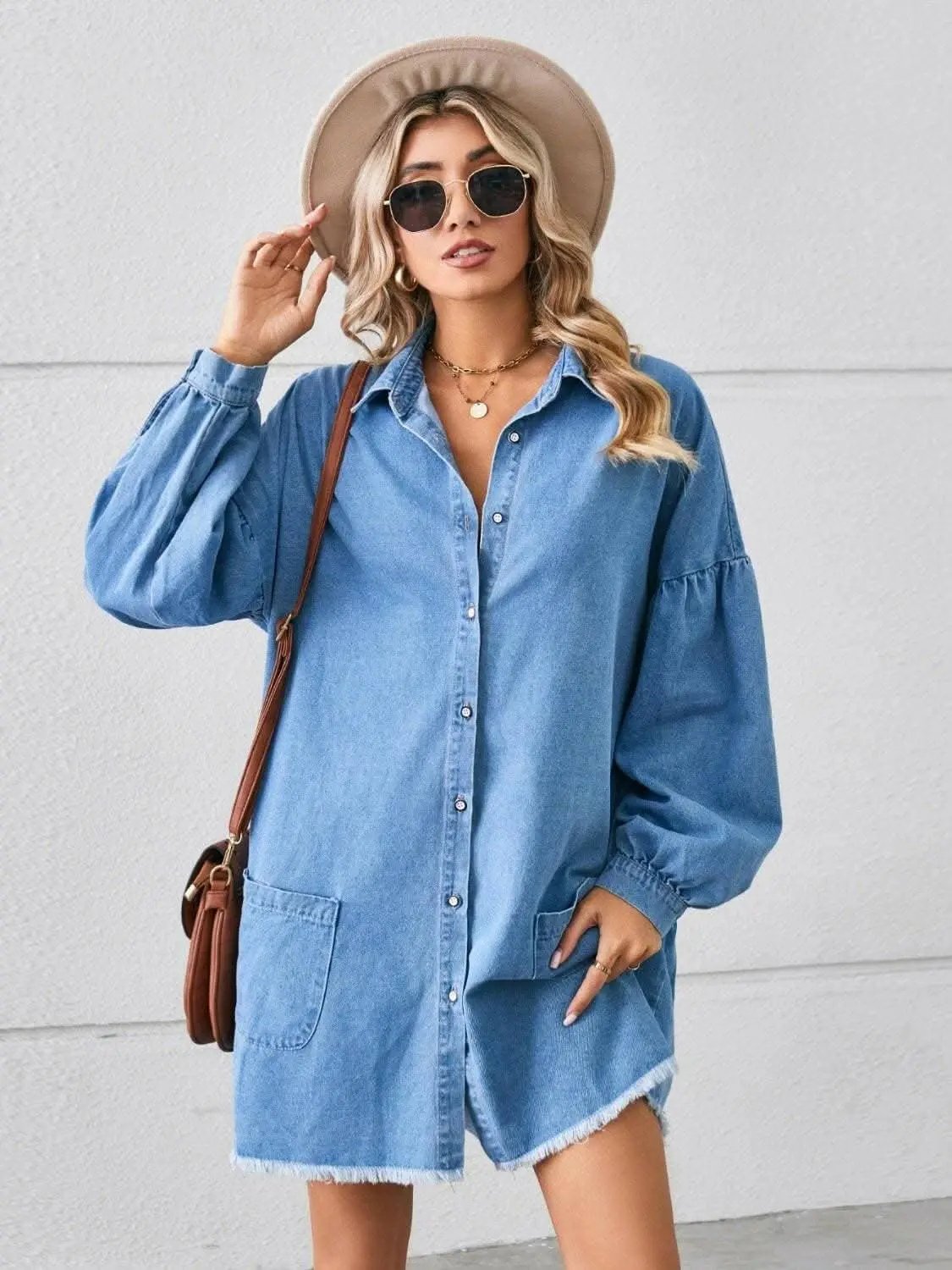 Denim Dress - With Pockets Chic Style