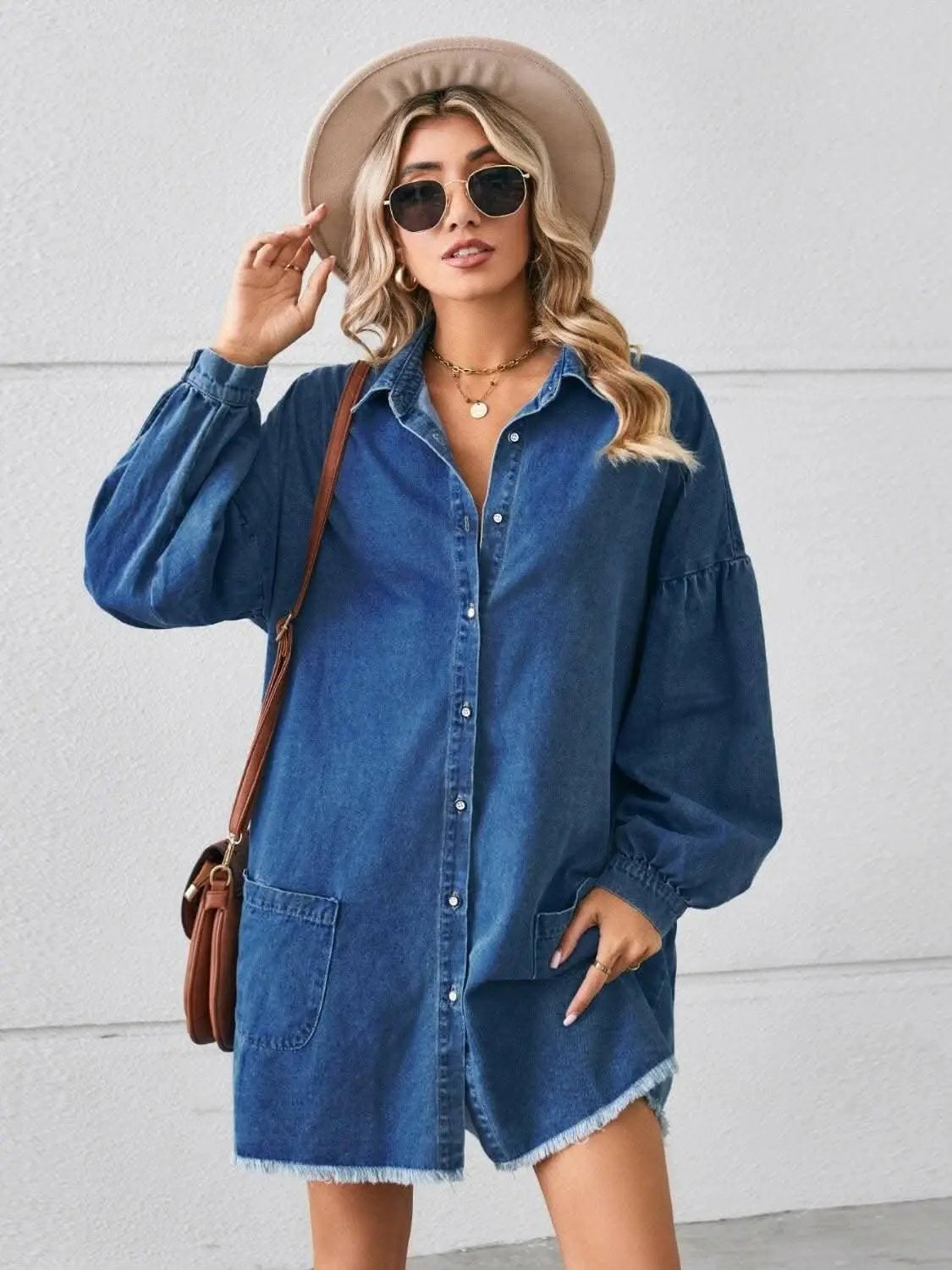Denim Dress - With Pockets Chic Style
