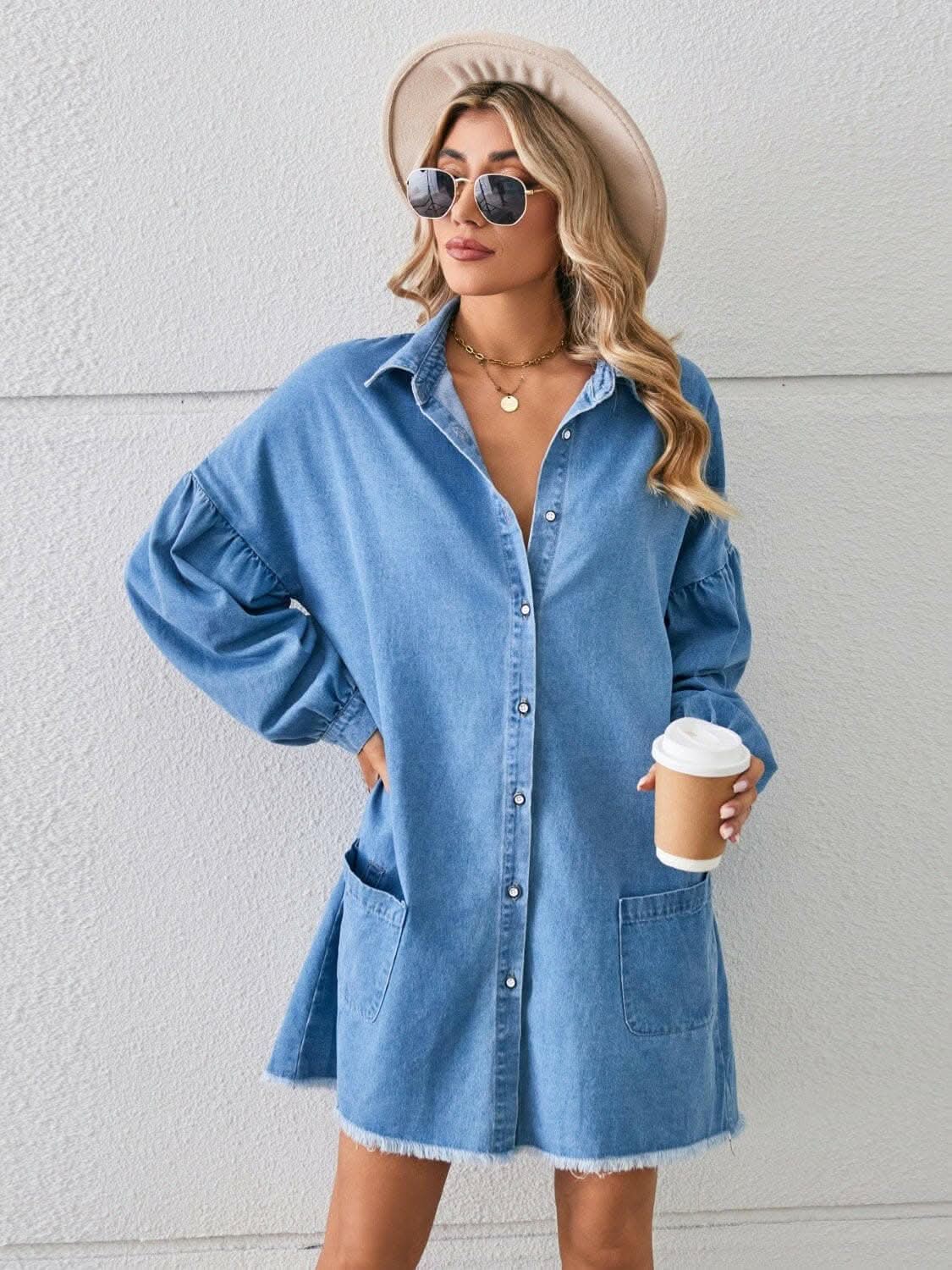 Denim Dress - With Pockets Chic Style