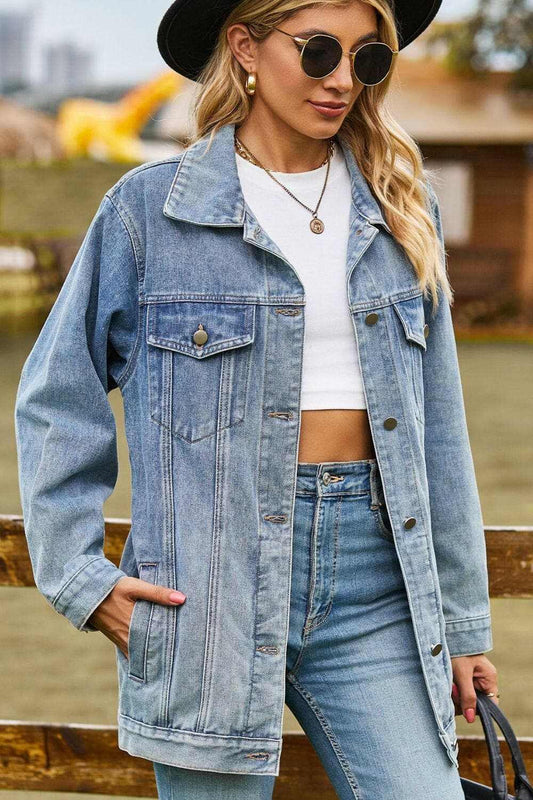 Trendsi Jeans & Denim Chic denim jacket with pockets