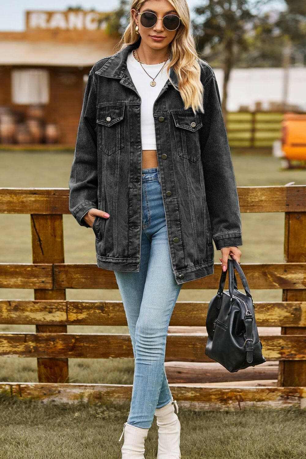 Trendsi Jeans & Denim Chic denim jacket with pockets