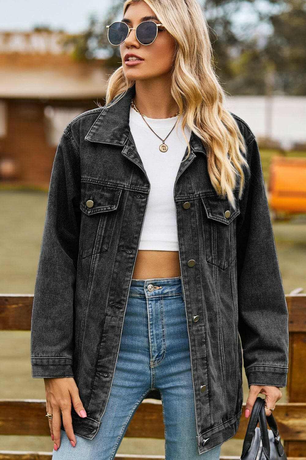 Trendsi Jeans & Denim Chic denim jacket with pockets