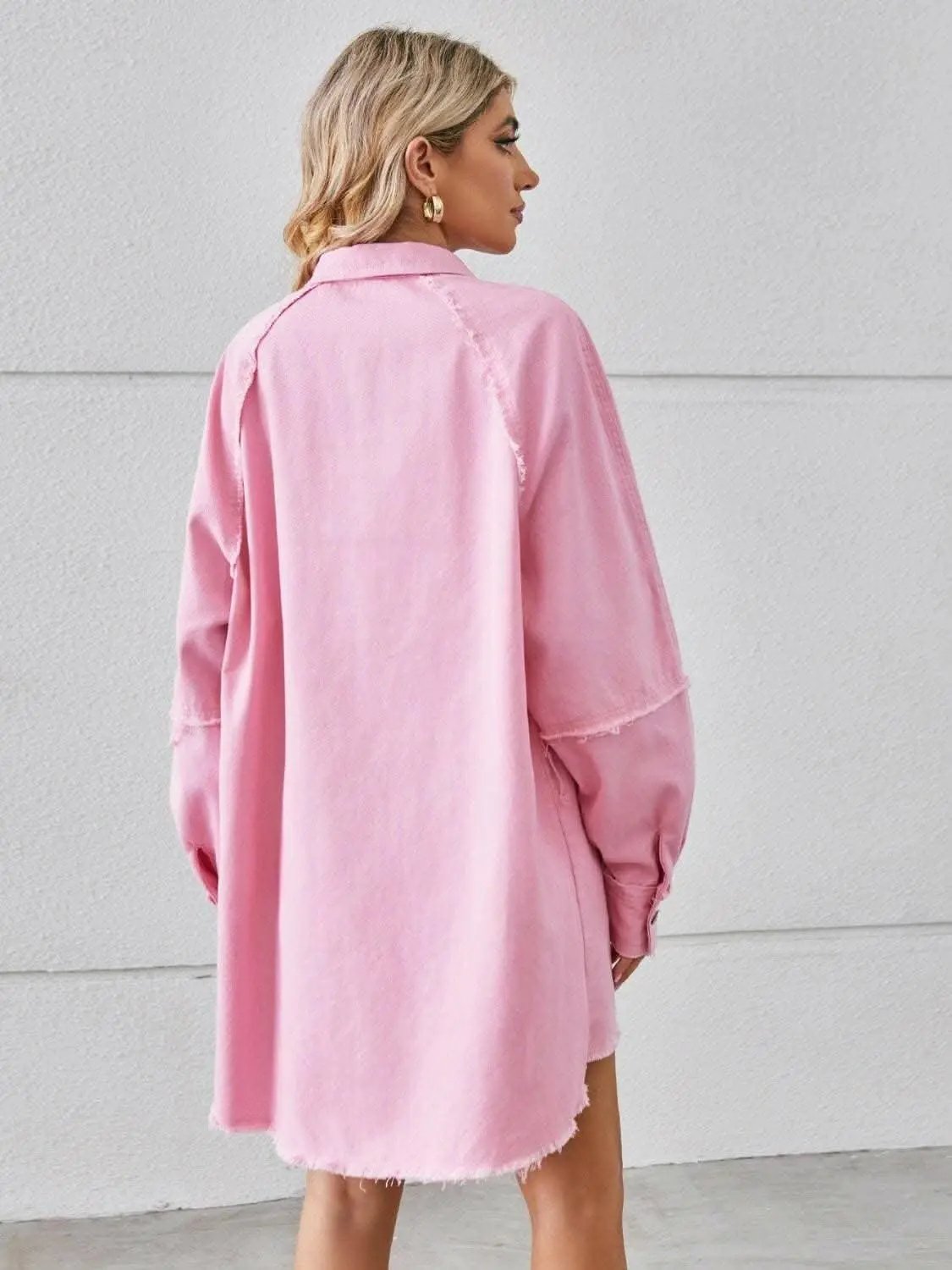 Denim Shirt Dress - With Pockets - Chic Style