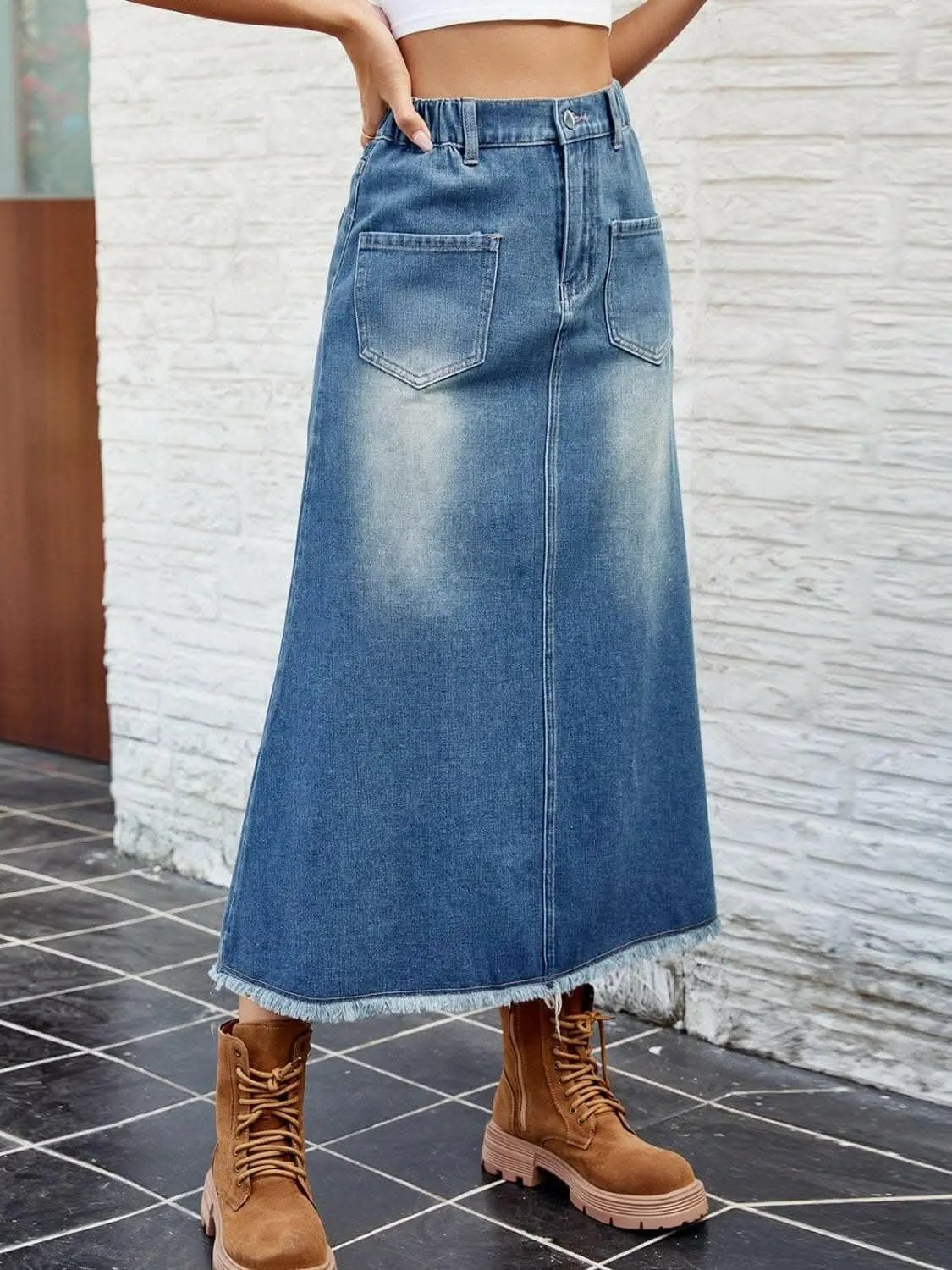 Trendsi Jeans & Denim Chic denim skirt with pockets