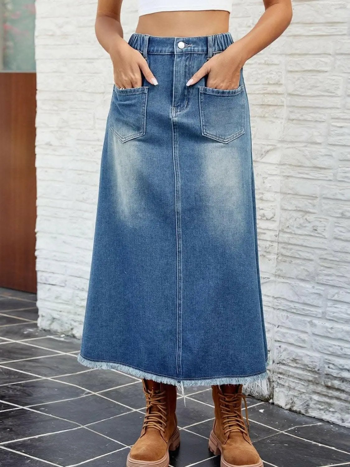 Trendsi Jeans & Denim Chic denim skirt with pockets