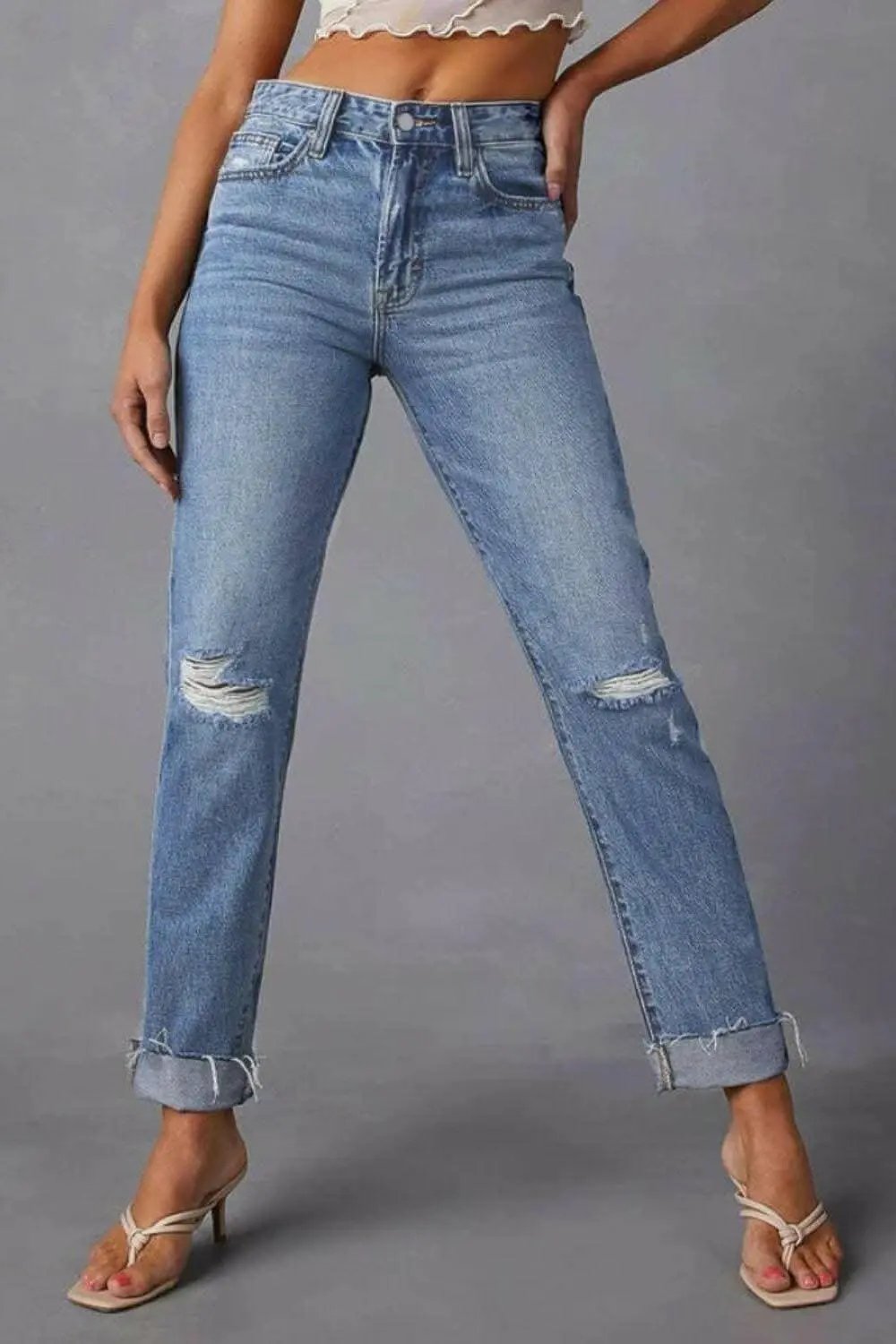 Jeans - Distressed - Straight Leg