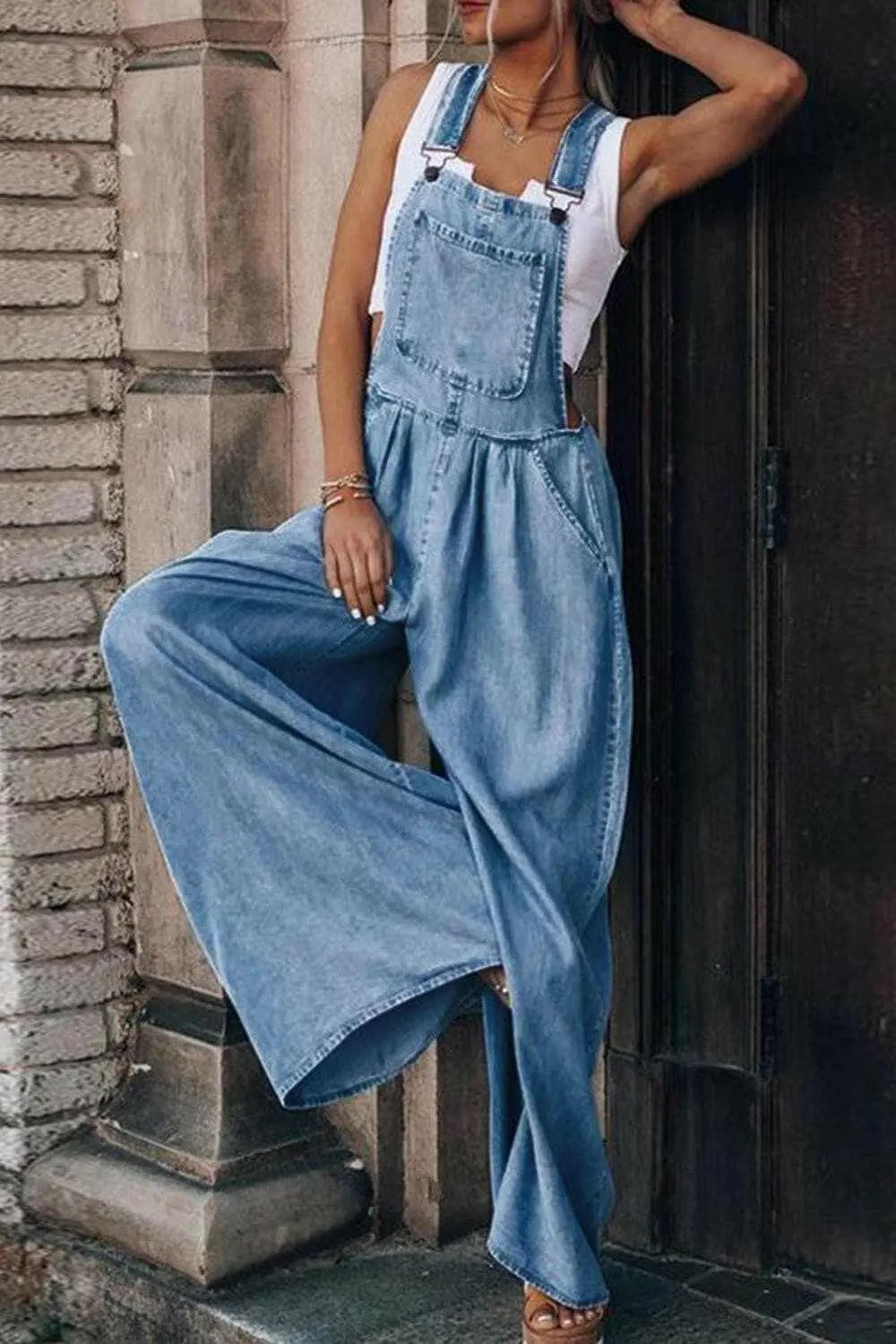Trendsi Jeans & Denim Chic distressed wide leg jumpsuit