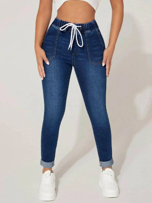 Jeans - Drawstring Cropped - Chic Style