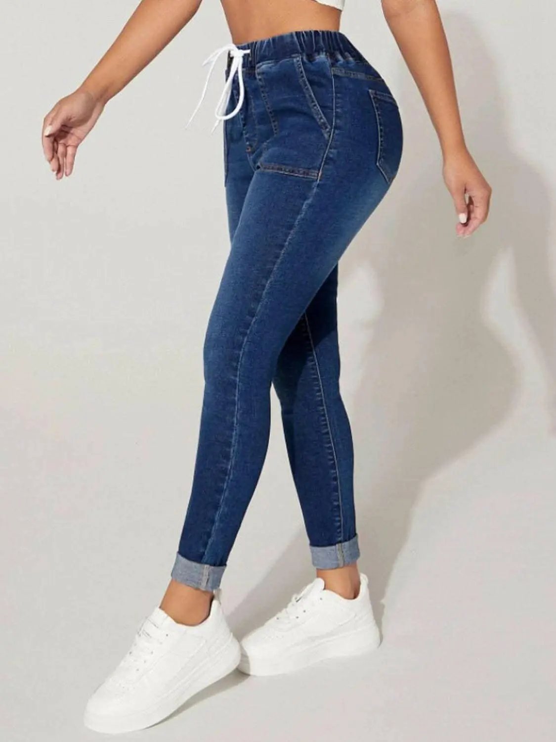 Jeans - Drawstring Cropped - Chic Style
