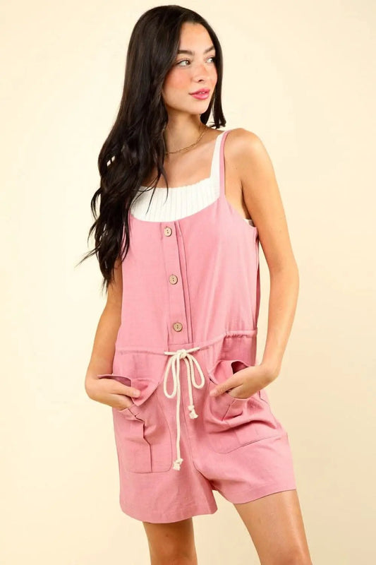 Trendsi Drawstring Romper Women's Casual Summer Jumpsuit - Chic & Easy!