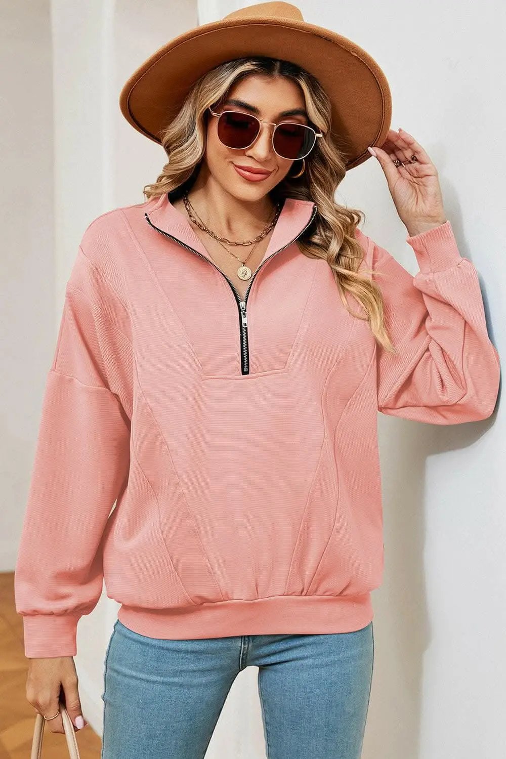 Sweatshirt - Chic Half-Zip - Modern Comfort