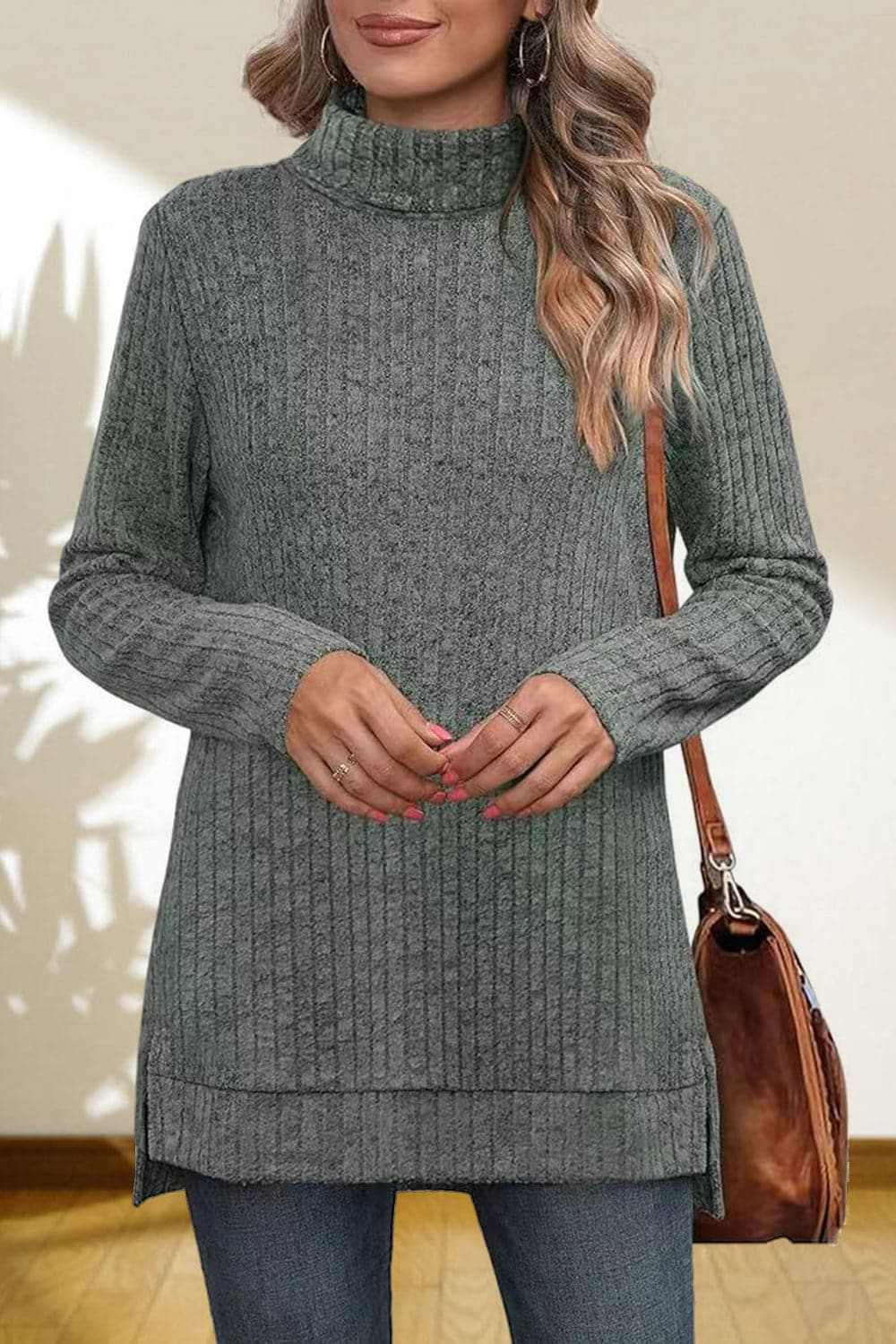 Trendsi Chic high-low turtleneck top