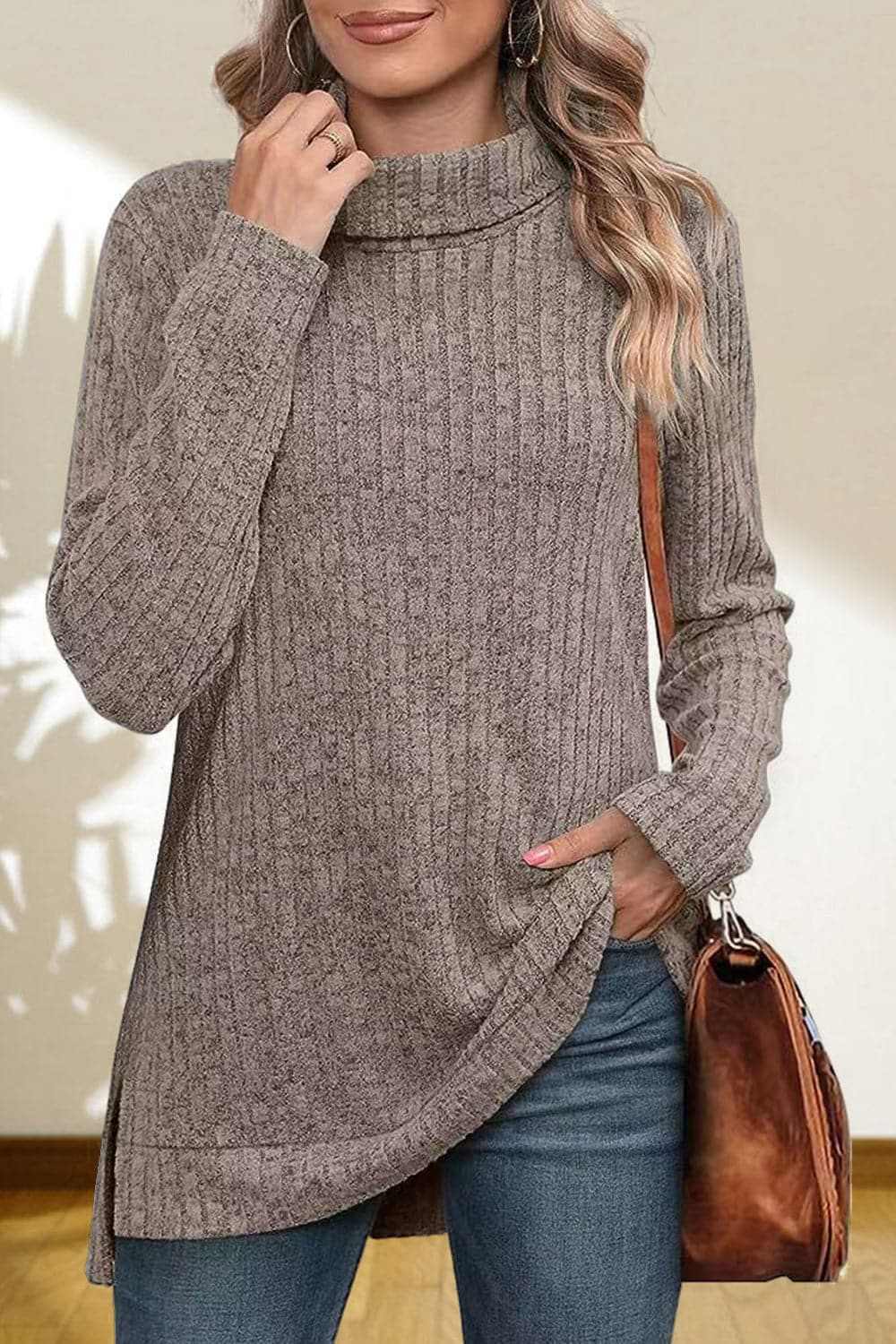 Trendsi Chic high-low turtleneck top