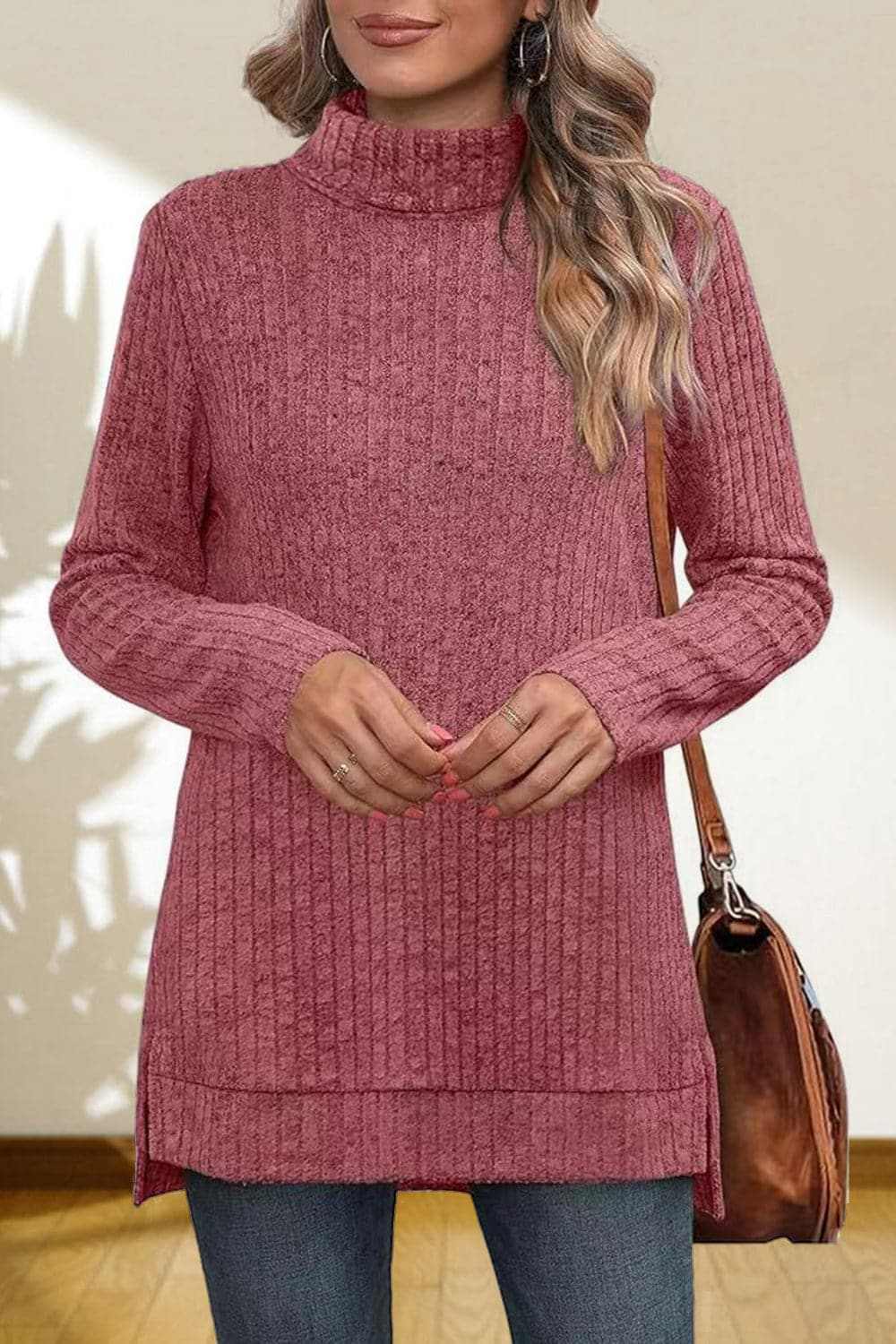 Trendsi Chic high-low turtleneck top