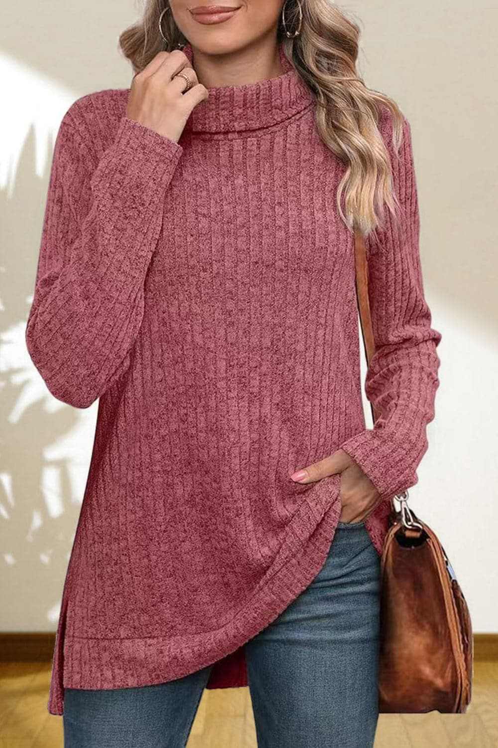 Trendsi Chic high-low turtleneck top