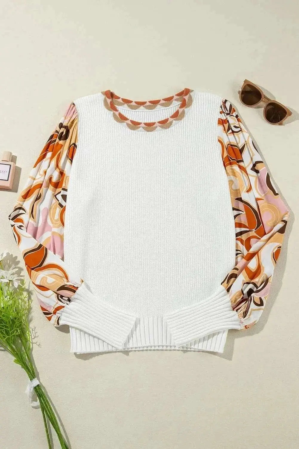 Trendsi Knit Top Women's Chic Lantern Sleeve Fashion Top Comfortable Fit