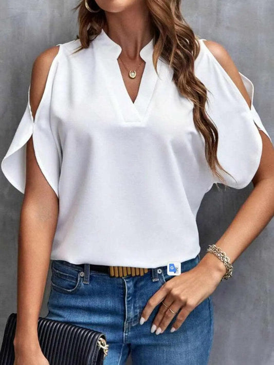 Trendsi just arrived - Chic notched cold shoulder blouse
