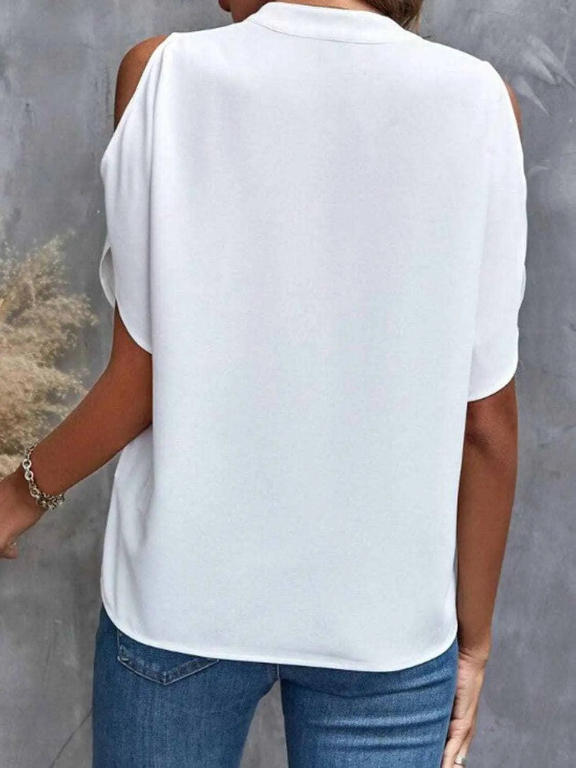 Trendsi just arrived - Chic notched cold shoulder blouse