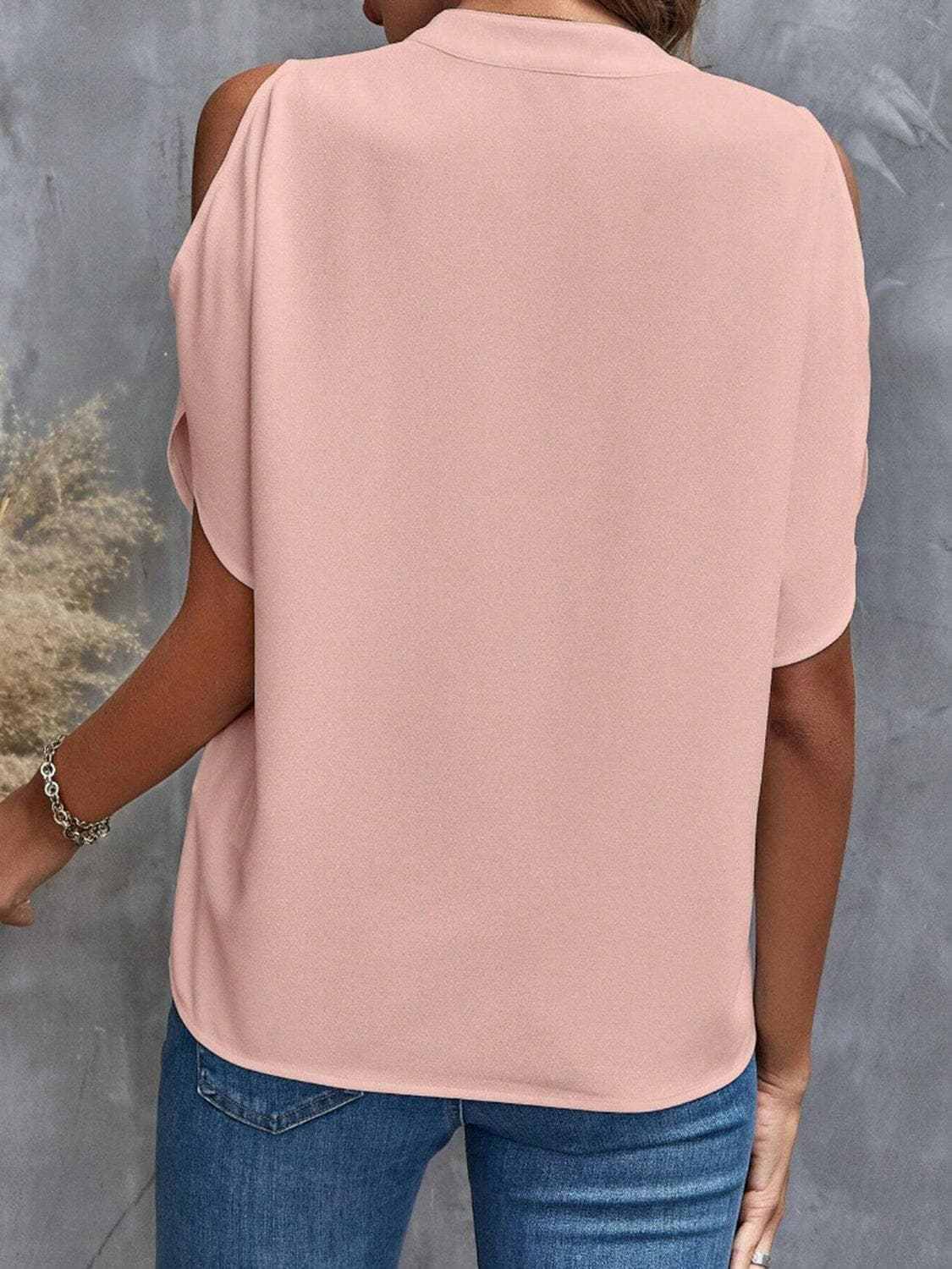 Trendsi just arrived - Chic notched cold shoulder blouse