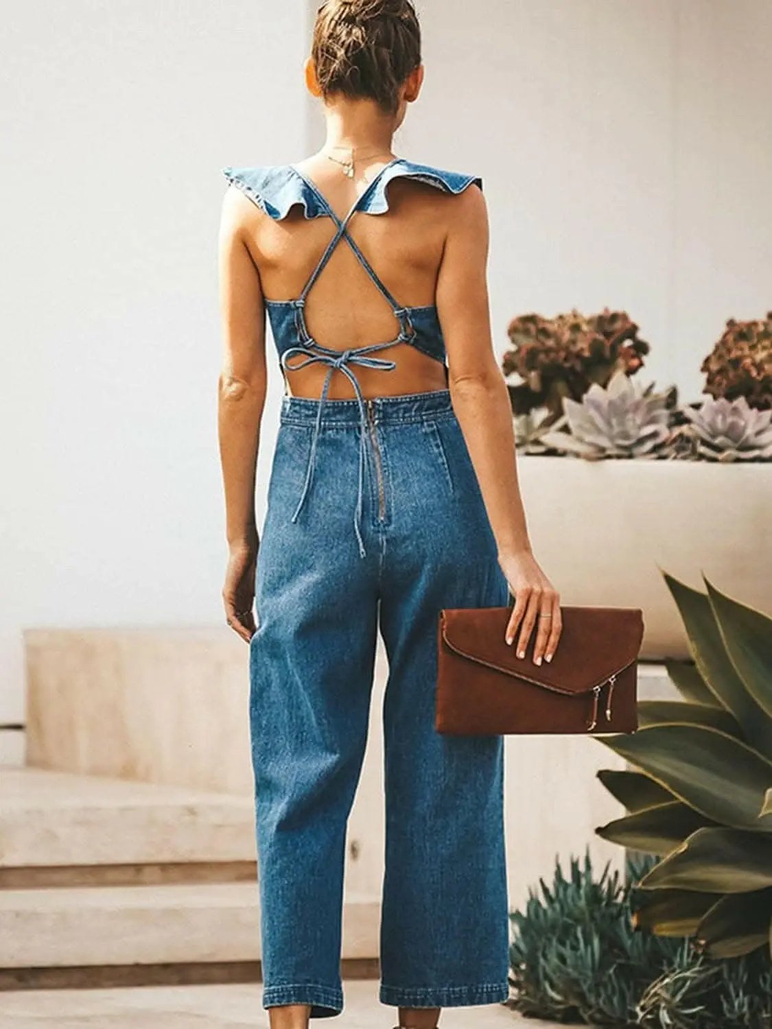 Trendsi just arrived - Chic open back denim jumpsuit