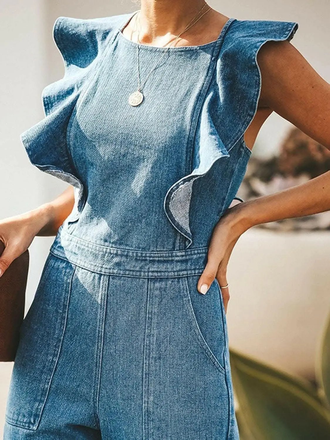 Trendsi just arrived - Chic open back denim jumpsuit