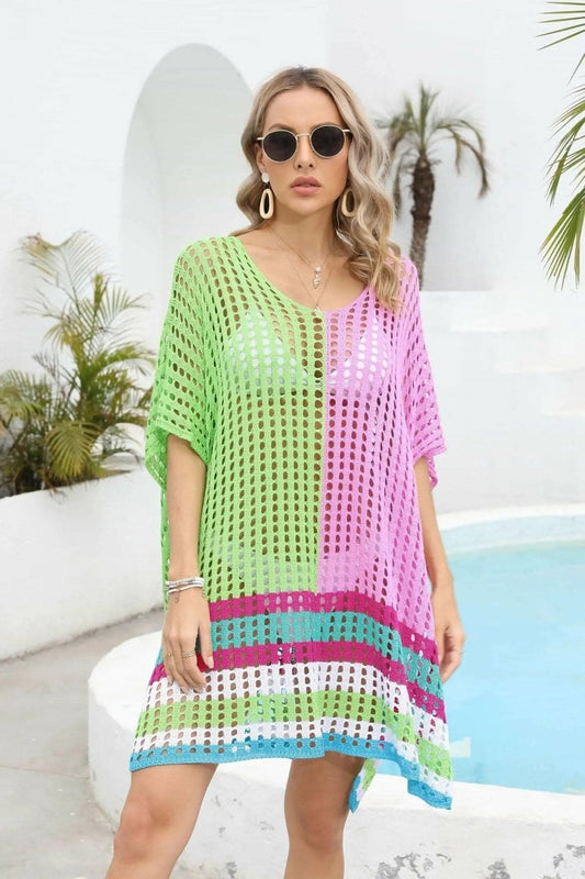Trendsi swimwear - Chic openwork scoop neck cover-up