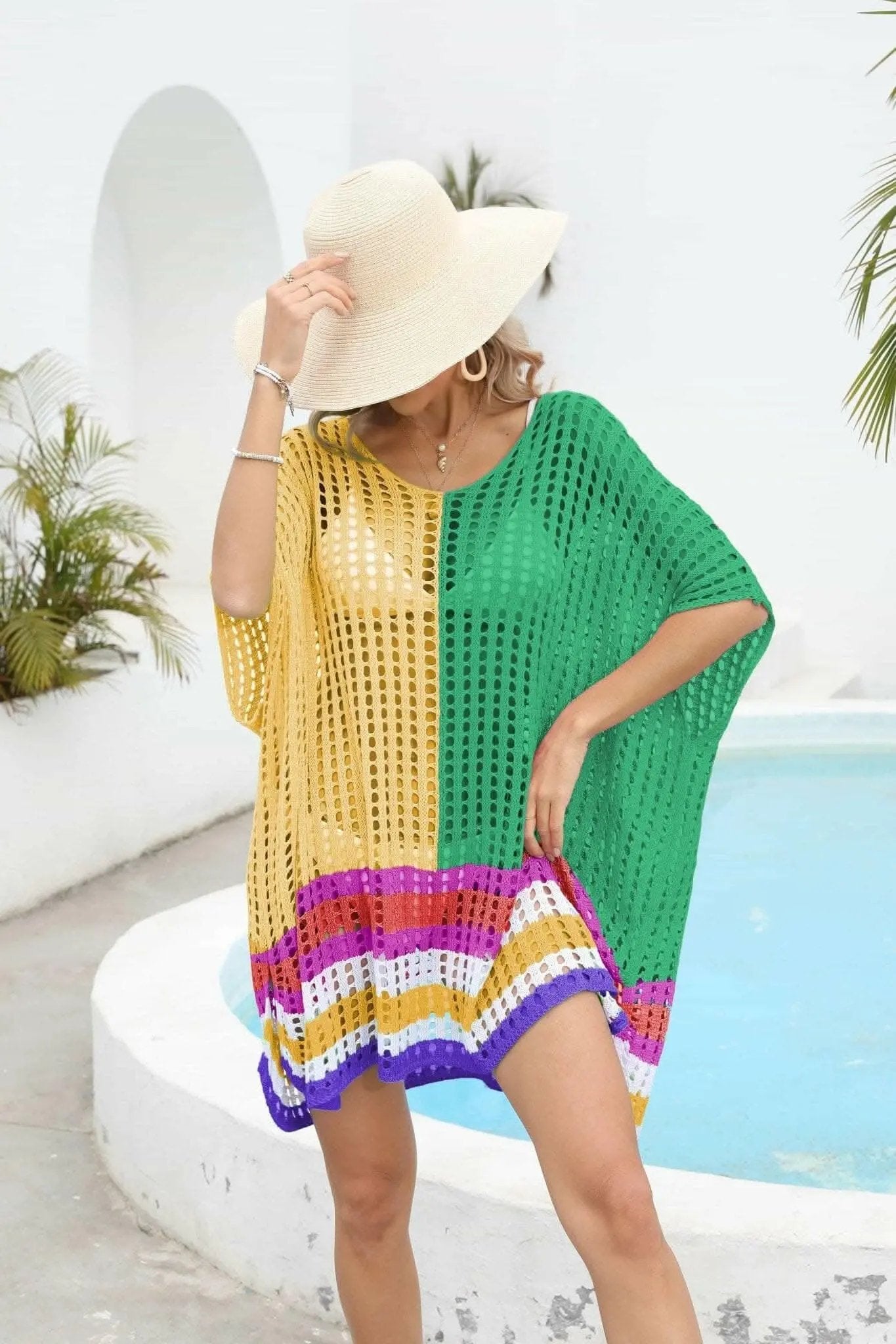 Trendsi swimwear - Chic openwork scoop neck cover-up