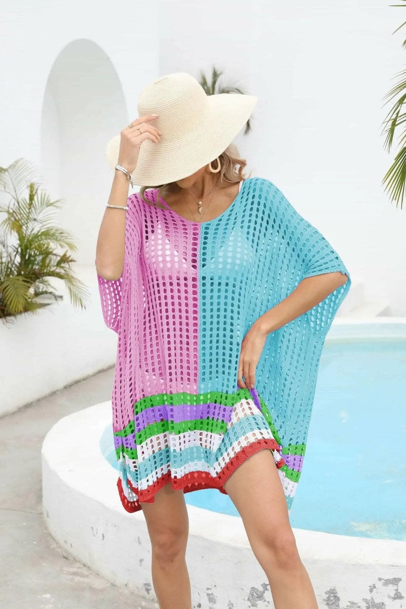 Trendsi swimwear - Chic openwork scoop neck cover-up