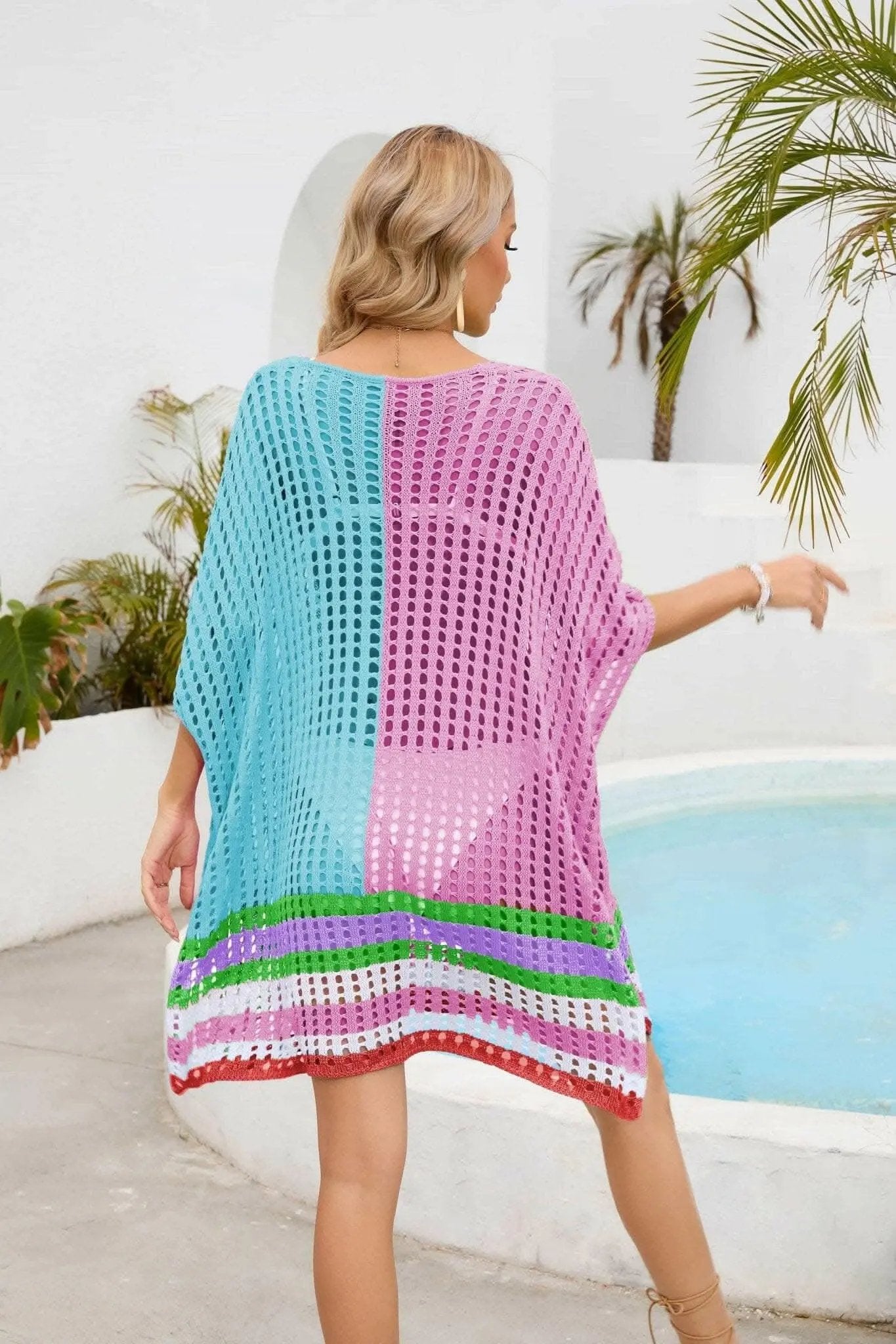 Trendsi swimwear - Chic openwork scoop neck cover-up