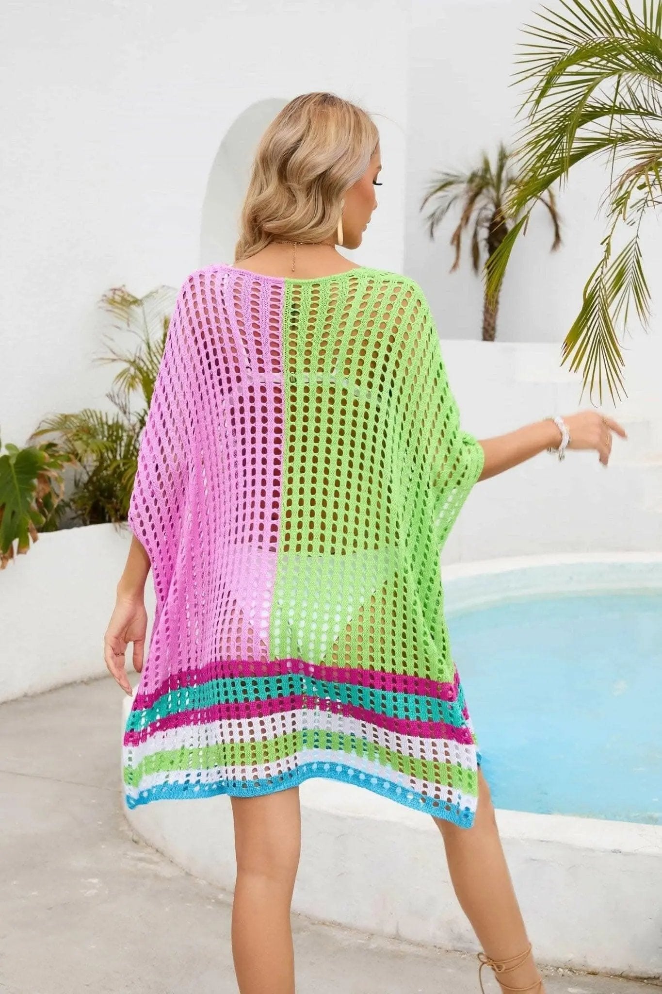 Trendsi swimwear - Chic openwork scoop neck cover-up
