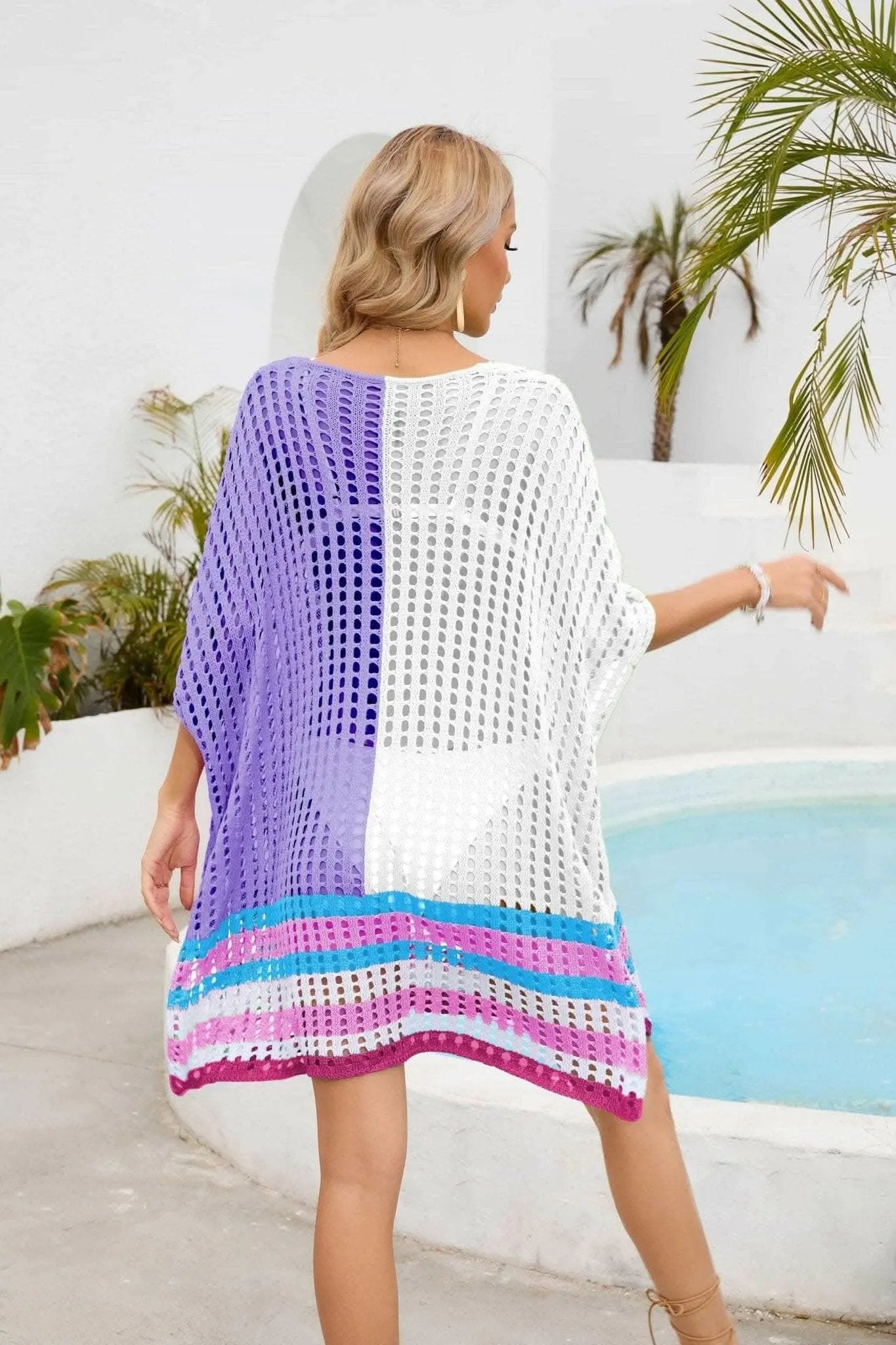 Trendsi swimwear - Chic openwork scoop neck cover-up