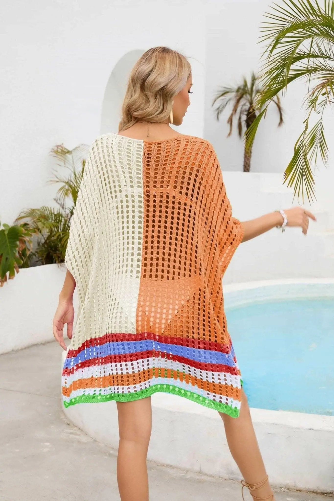 Trendsi swimwear - Chic openwork scoop neck cover-up