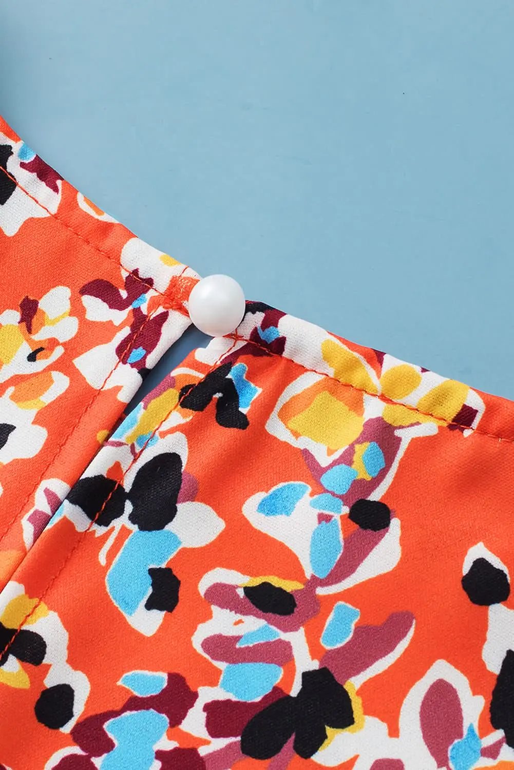 Women's Blouse - Orange Floral Ruffle Sleeve - Southern Belle Style