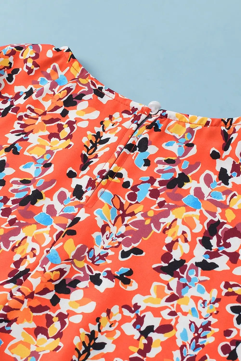 Women's Blouse - Orange Floral Ruffle Sleeve - Southern Belle Style