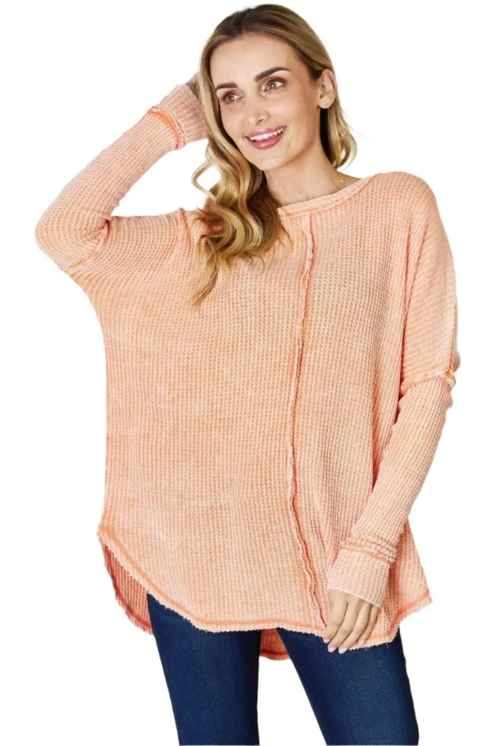 Blouse - Oversized Waffle Knit - Chic Style