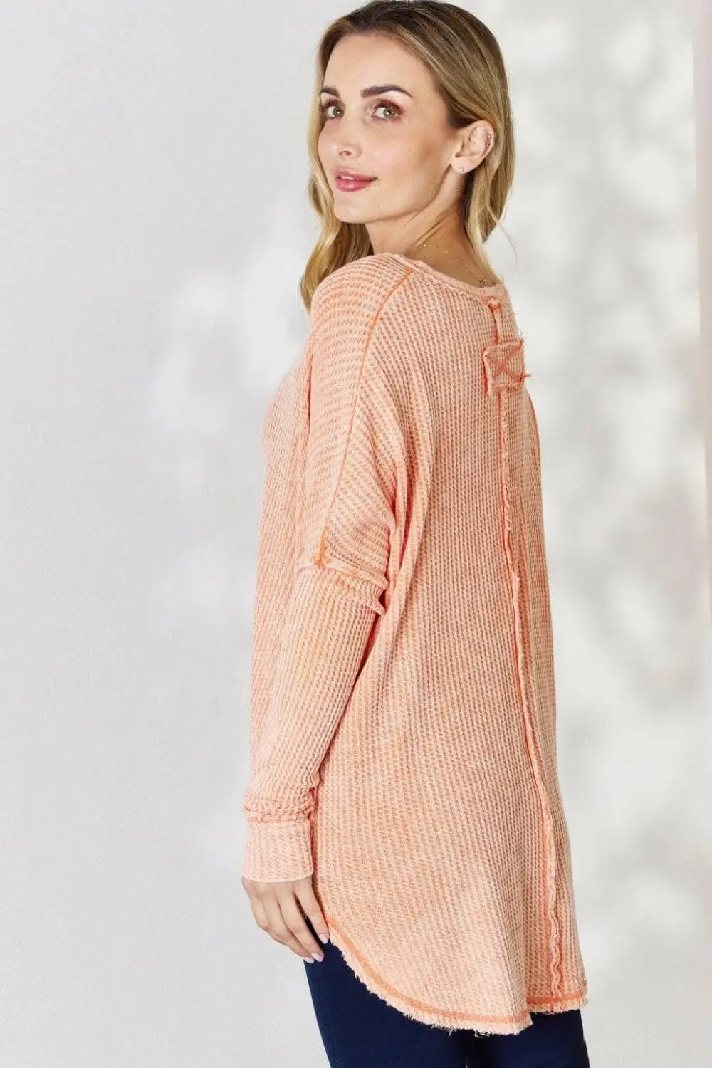 Blouse - Oversized Waffle Knit - Chic Style