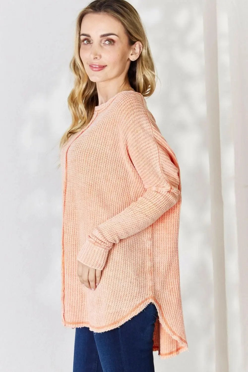 Blouse - Oversized Waffle Knit - Chic Style