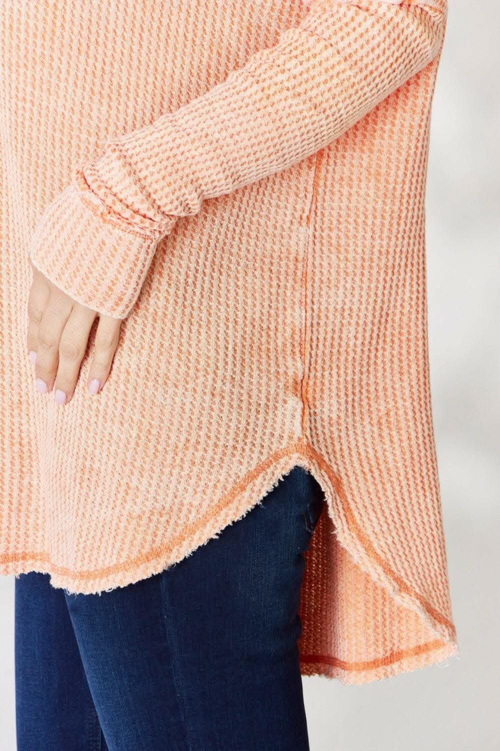 Blouse - Oversized Waffle Knit - Chic Style