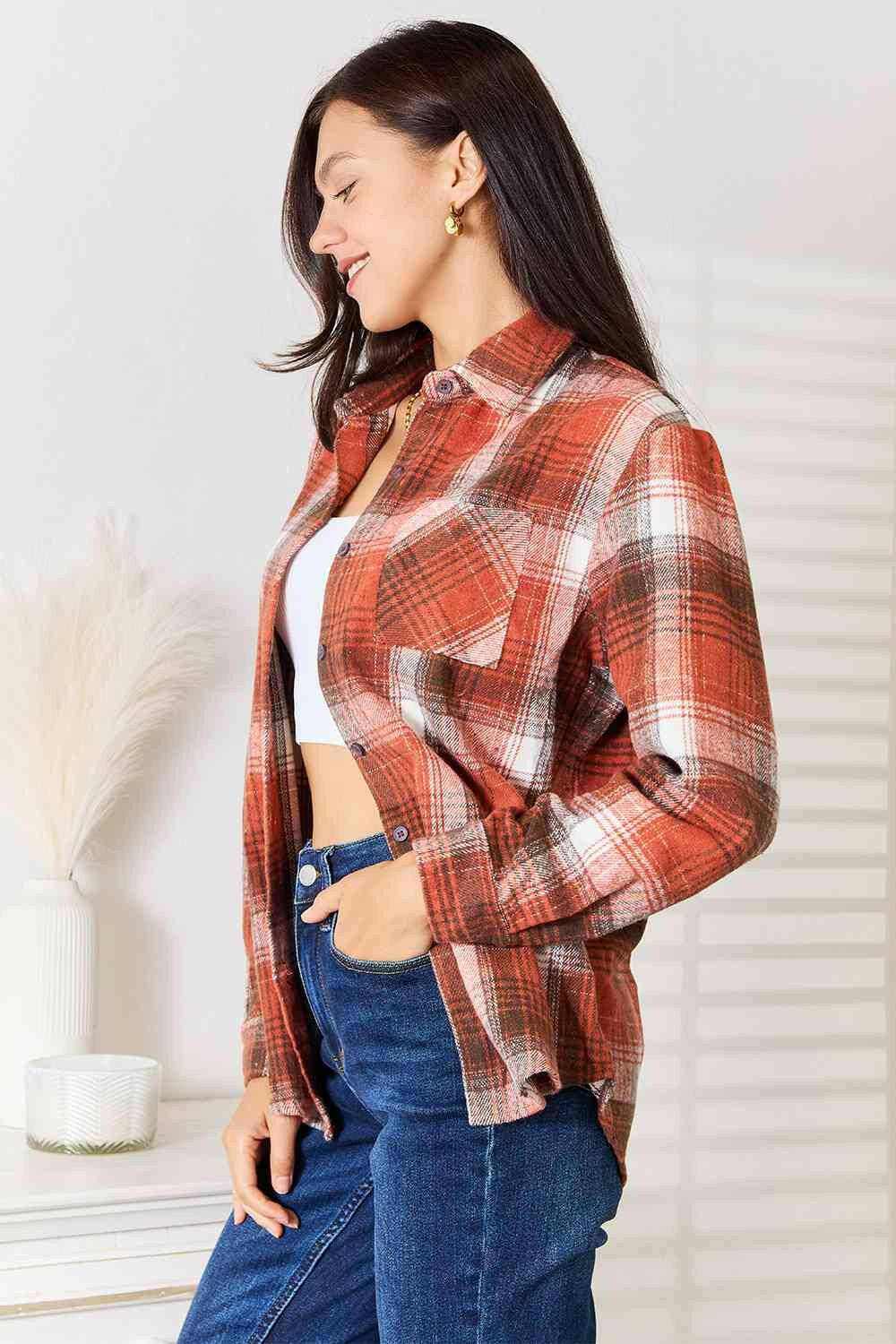 Button-Up Shirt - Chic Plaid - Versatile Long Sleeve