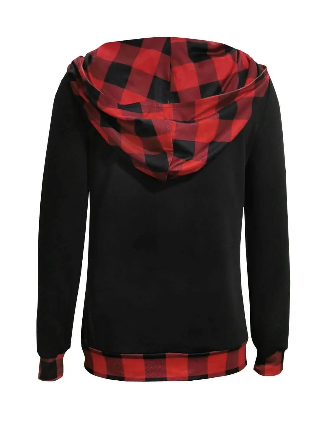 Trendsi Chic plaid hooded long sleeve blouse