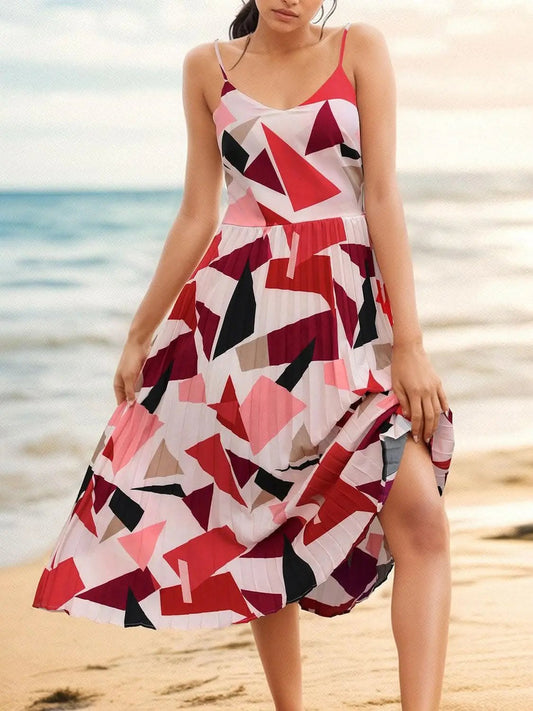 Trendsi swimwear - Chic pleated geometric dress