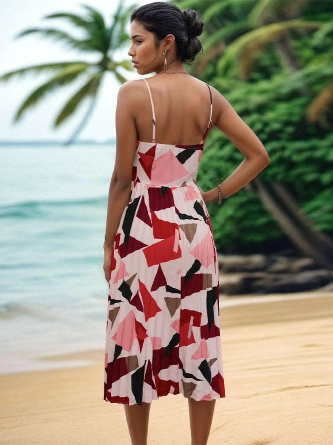 Trendsi swimwear - Chic pleated geometric dress