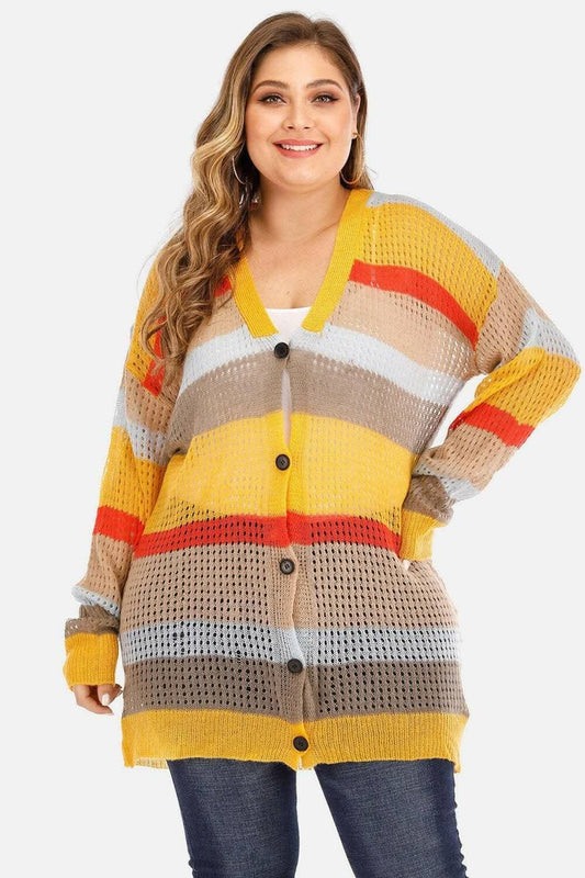 Plus Size Cardigan - Color Block - Chic Knit