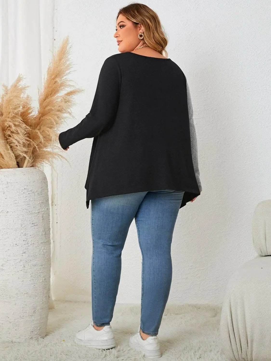 Trendsi Chic plus size notched neck tee