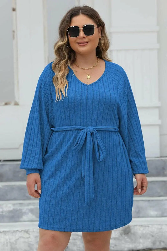 Trendsi Ribbed Sweater Dress Plus Size Women's Chic Knit Dress Comfortable Fit