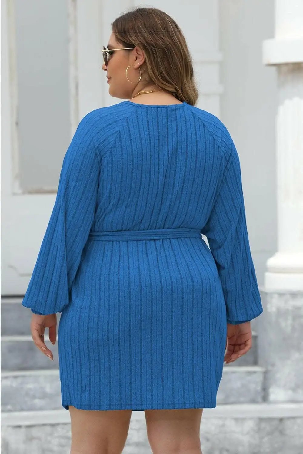 Trendsi Ribbed Sweater Dress Plus Size Women's Chic Knit Dress Comfortable Fit