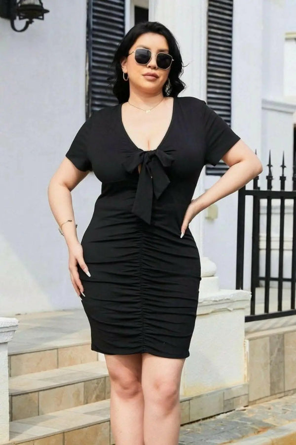 Trendsi Ruched Mini Dress Women's Plus Size - Chic, Flattering Fit