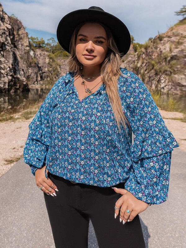 Trendsi Chic plus size ruffled tie blouse