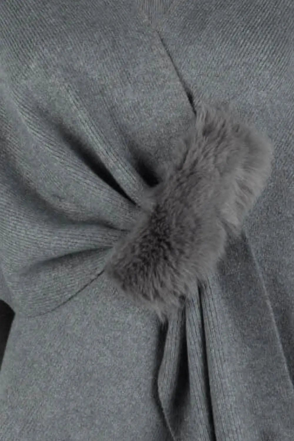 Trendsi Chic poncho with pom-pom trim